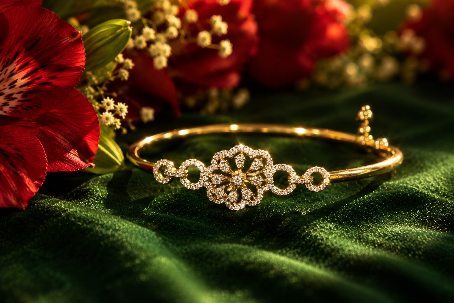 Floral Rosette Diamond Bangle