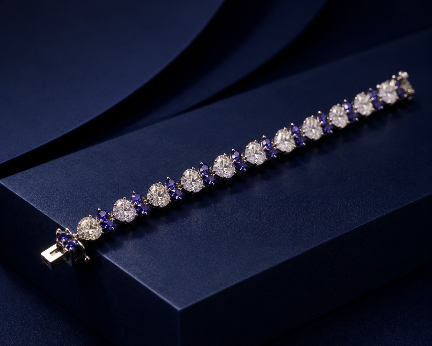 Blue Stone and Diamond Tennis Bracelet