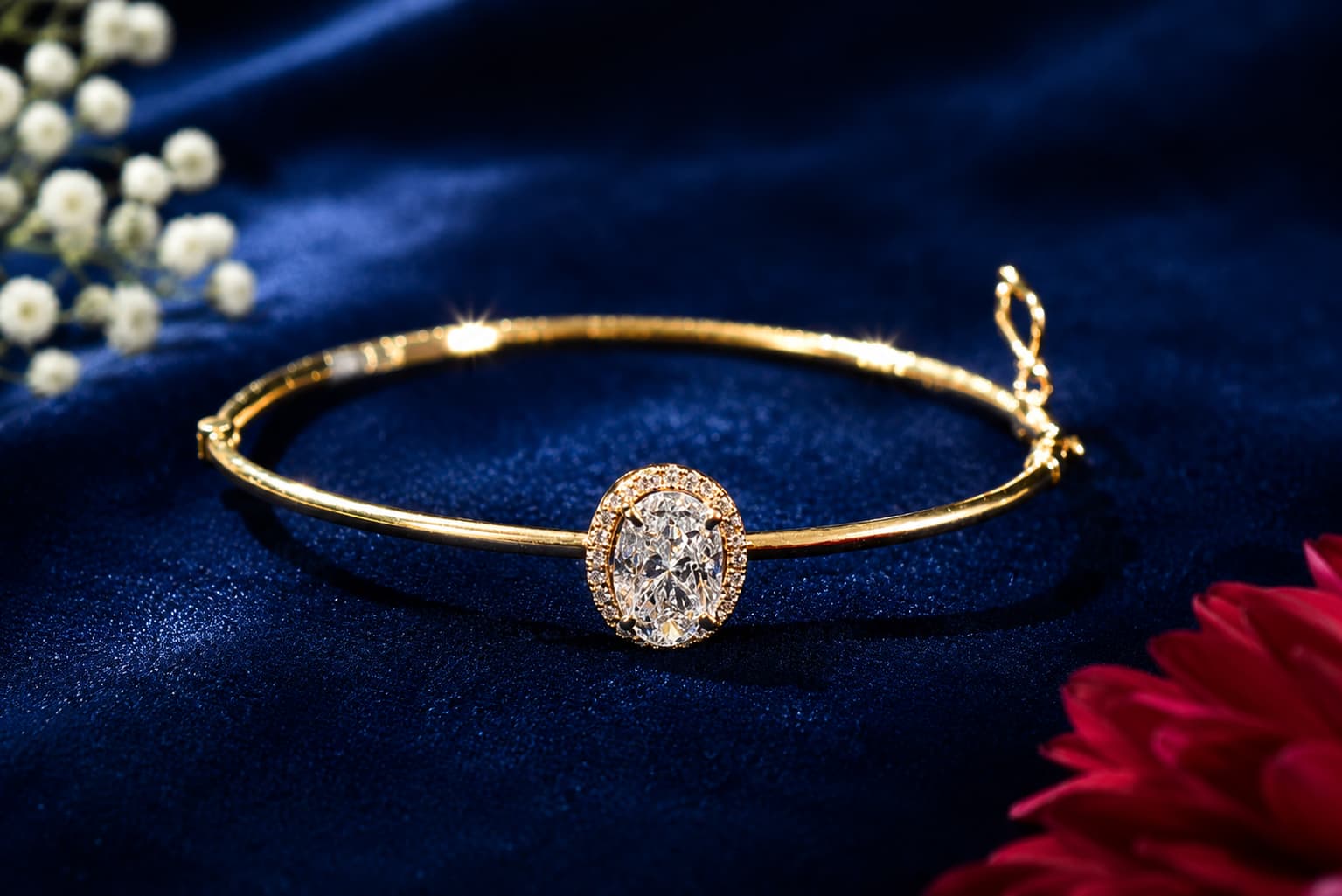 Oval Halo Diamond Bangle